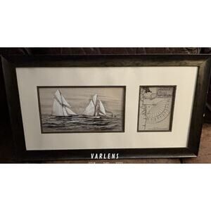 AMERICAS CUP RACE Art Framed Dual Print FREDERICK TORDOFF Nautical Sailing 31*17